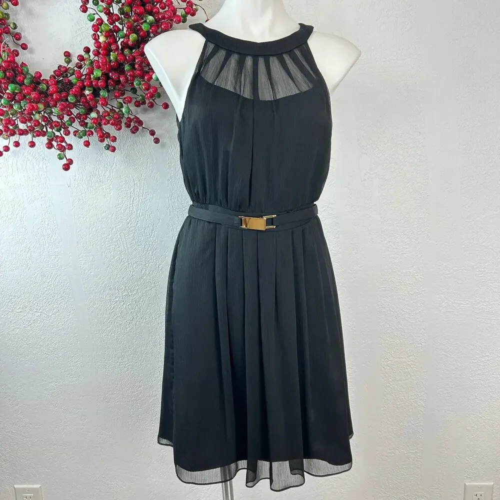 White House Black Market Button back chiffon halter dress Size 6 - Picture 3 of 11